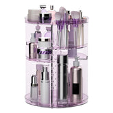 Jiavarry rotating makeup organizer top panel keeps daily cosmetics within easy reach.