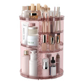 Jiavarry rotating makeup organizer top view shows clutter-free vanity storage.