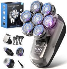 JIJ Head Shaver with 7D floating head contouring the scalp for a close shave.