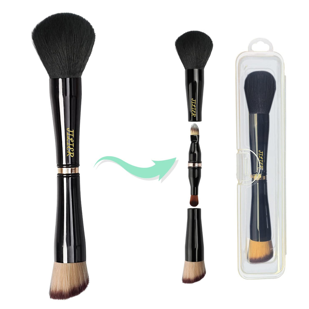 JILIER travel makeup brushes with case, compact on-the-go storage for quick touch-ups.