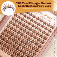 JIMIRE anime cluster lashes brown natural-look on eye demonstrates seamless blend.