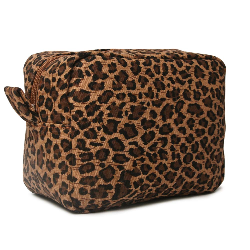 JIU HONG CHAO leopard cosmetic bag open with organized makeup for quick access