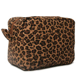 JIU HONG CHAO leopard cosmetic bag open with organized makeup for quick access