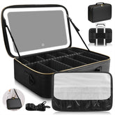 JJhxr large capacity makeup bag with LED mirror for travel organization