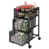 JKsmart rolling makeup cart front view highlights open drawers for easy access to cosmetics