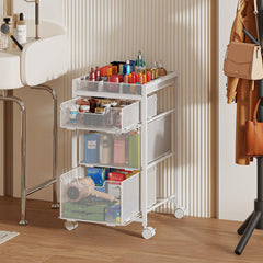 JKsmart makeup cart top dividers provide flexible storage layout.