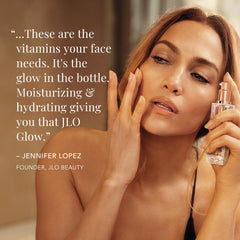 JLO BEAUTY Brightening Serum texture swatch shows creamy finish for smooth application