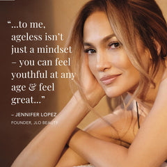 JLO BEAUTY Olive Complex label on tube indicating antioxidant-rich formula