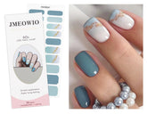 JMEOWIO gold glitter gradient blue nail stickers for at home salon quality nails