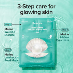 JMsolution serum bottle highlights boosting essence for a moisture boost.
