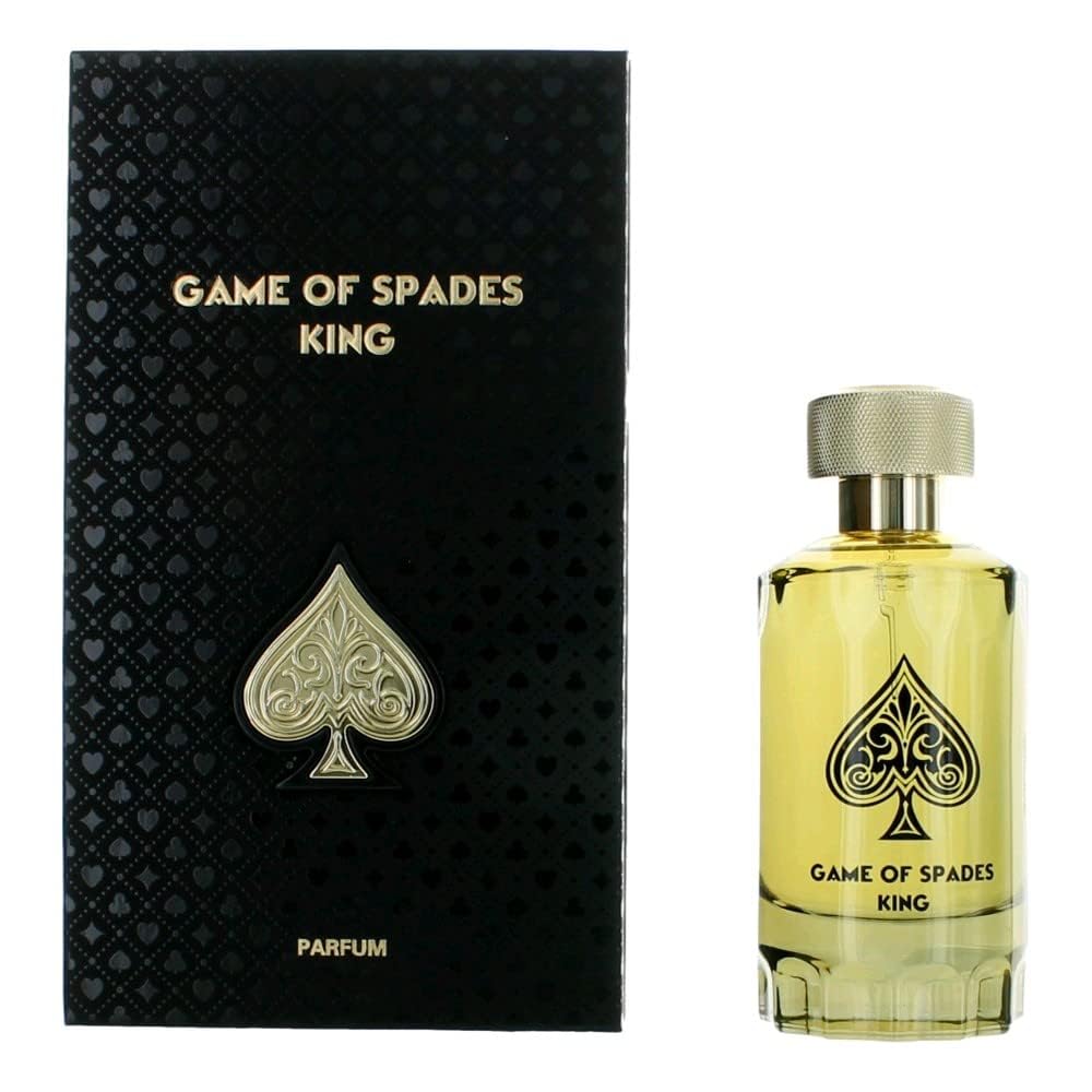 Jo Milano Game of Spades King bottle front, sleek unisex fragrance for everyday wear.
