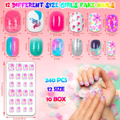 JOAOYO kids fake nails with bright colors and cartoon patterns for creative designs.