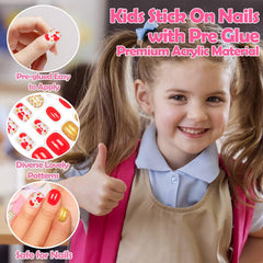 JOAOYO kids press-on nails application step image demonstrates easy pre-glued tips
