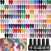 JODSONE 100-pcs gel nail polish kit arranged for at-home manicures with vibrant color options.