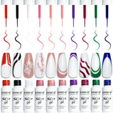 JODSONE 10pcs nail-art gel liner with built-in brush for precise detail work.