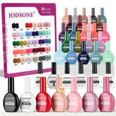 JODSONE 30 colors gel nail polish set with color swatches for at-home nail art