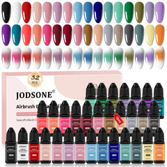 JODSONE 32 colors airbrush gel polish pack shot for gradient nail art.