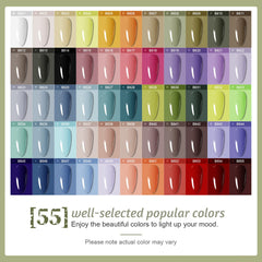 JODSONE 55 gel colors array highlighting versatile styles for every occasion.