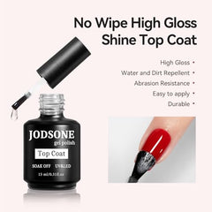 JODSONE matte top coat bottle creates a sophisticated matte finish with lasting wear.