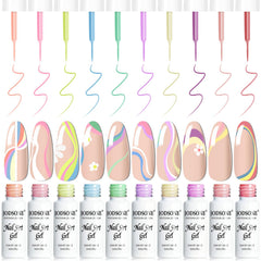 JODSONE nail-art gel liner set 10 colors palette for precise detailing.