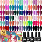 JODSONE starter kit: 55 gel colors displayed for versatile at-home manicures and color variety.