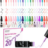JODSONE gel nail art set with 20 colors and a thin brush for precise detailing at home.