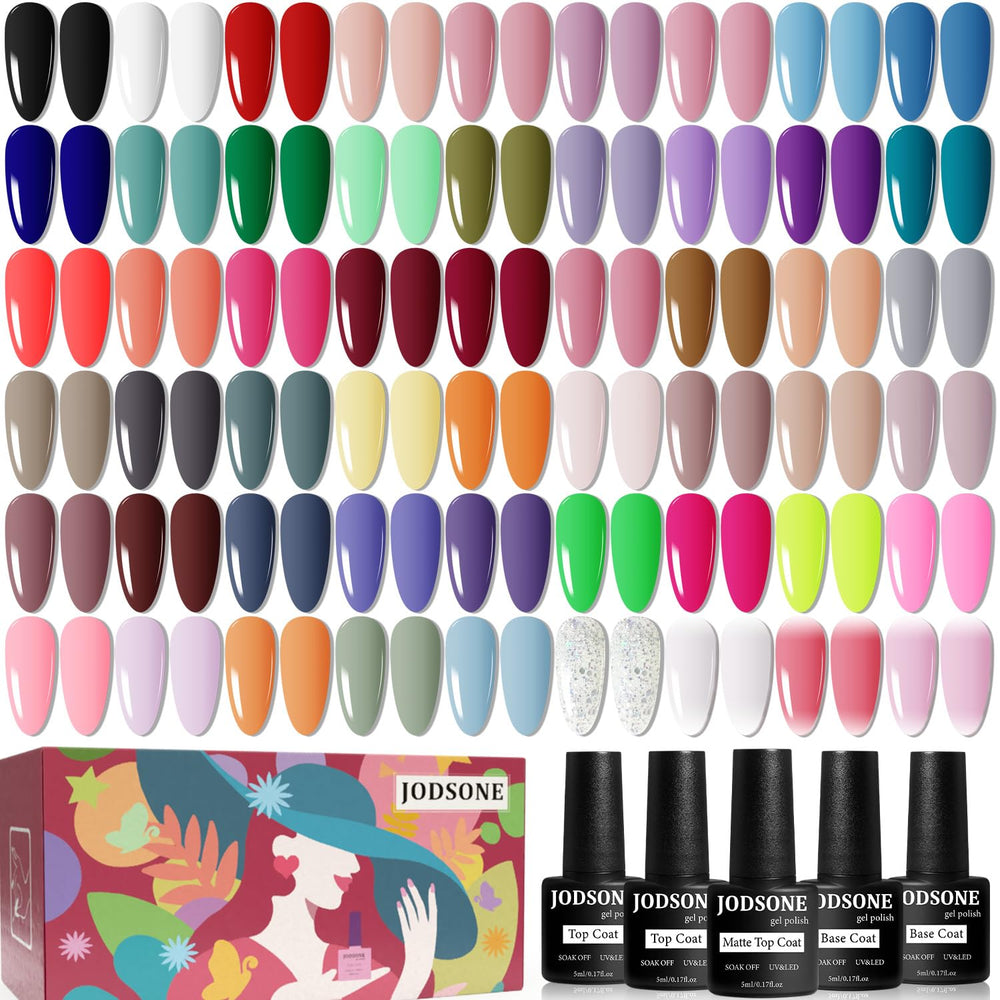 JODSONE gel nail polish set swatches show 60 color options for versatile looks
