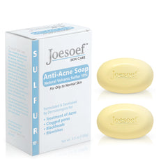 JOESOEF Sulfur Soap bar closeup for pore cleansing and balanced skin.