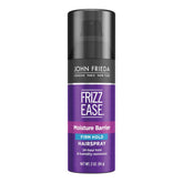 John Frieda Frizz Ease hairspray bottle provides humidity protection and shine.