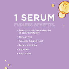 John Frieda Frizz Ease Original Hair Serum applied to hair strands for smoothing.