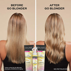 Spray-dispense moment demonstrates even application on hair for natural-looking results