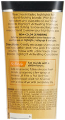 John Frieda Sheer Blonde Highlight Activating Shampoo lather emphasizes moisture and color clarity