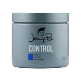 Johnny B. Control gel bottle shows alcohol-free formula for strong hold.