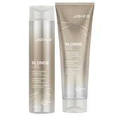 Joico Blonde Life brightening shampoo bottle demonstrates sulfate-free cleansing for brighter blonde tones.