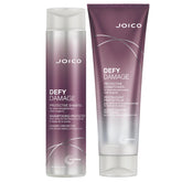 Joico Defy Damage shampoo bottle shows color-safe cleansing for stronger, smoother hair