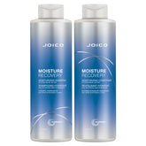 Joico Moisture Recovery shampoo bottle pours rich hydration for dry, thick hair.