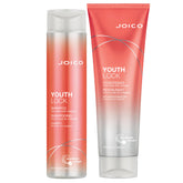 Joico YouthLock shampoo bottle closeup highlighting a collagen-powered cleanse