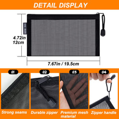 JOINDO mesh cosmetic bag in black for easy item visibility and quick access