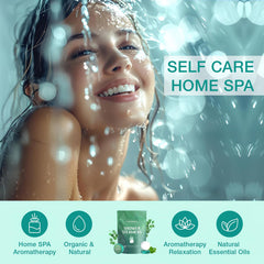 JoJowell shower steamers in shower scene suggesting spa-like self-care ritual