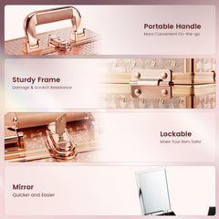 Joligrace lockable makeup box provides privacy and secure storage.