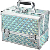 Joligrace makeup box turquoise exterior highlights travel-ready organization for on-the-go beauty.