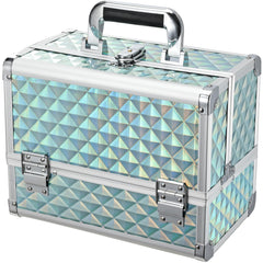 Joligrace makeup box turquoise exterior highlights travel-ready organization for on-the-go beauty.