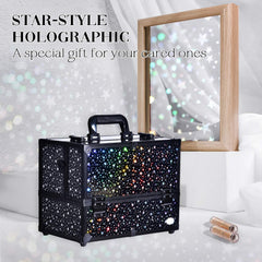 Joligrace makeup case with six-tray organization for versatile storage