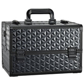 Joligrace Makeup Train Case front view highlights aluminum construction and style