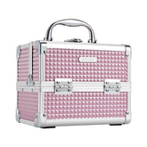 Joligrace pink makeup case front view for easy travel organization