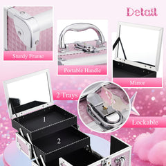 Joligrace train case with two-level cantilever tray keeps tools organized