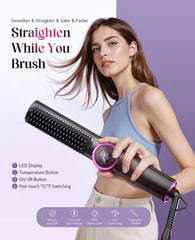 JolinKoin Hair Straightener Brush LED display shows precise temperature