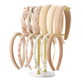 Josmimic headband holder two-tier marble base keeps headbands neatly organized on a dresser