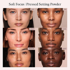 Jouer Soft Focus Hydrate Setting Powder texture swirl reveals velvety matte feel.