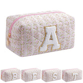 JOVAKIT alphabet makeup bag front view in pink floral design for stylish daily use